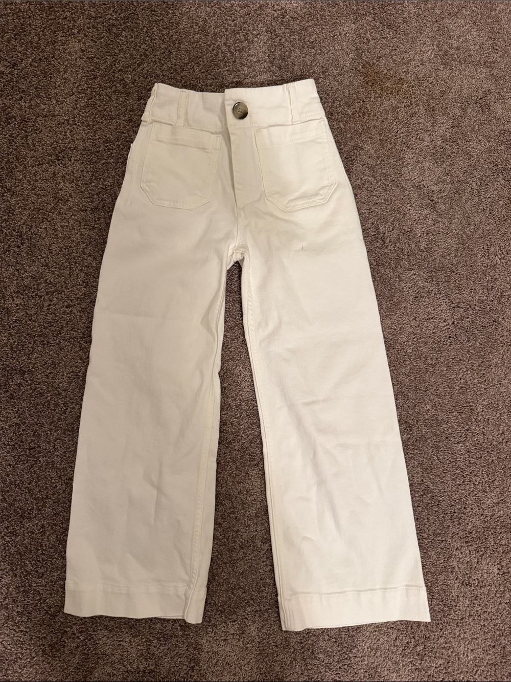 Anthro Wide-Leg Cream Jeans